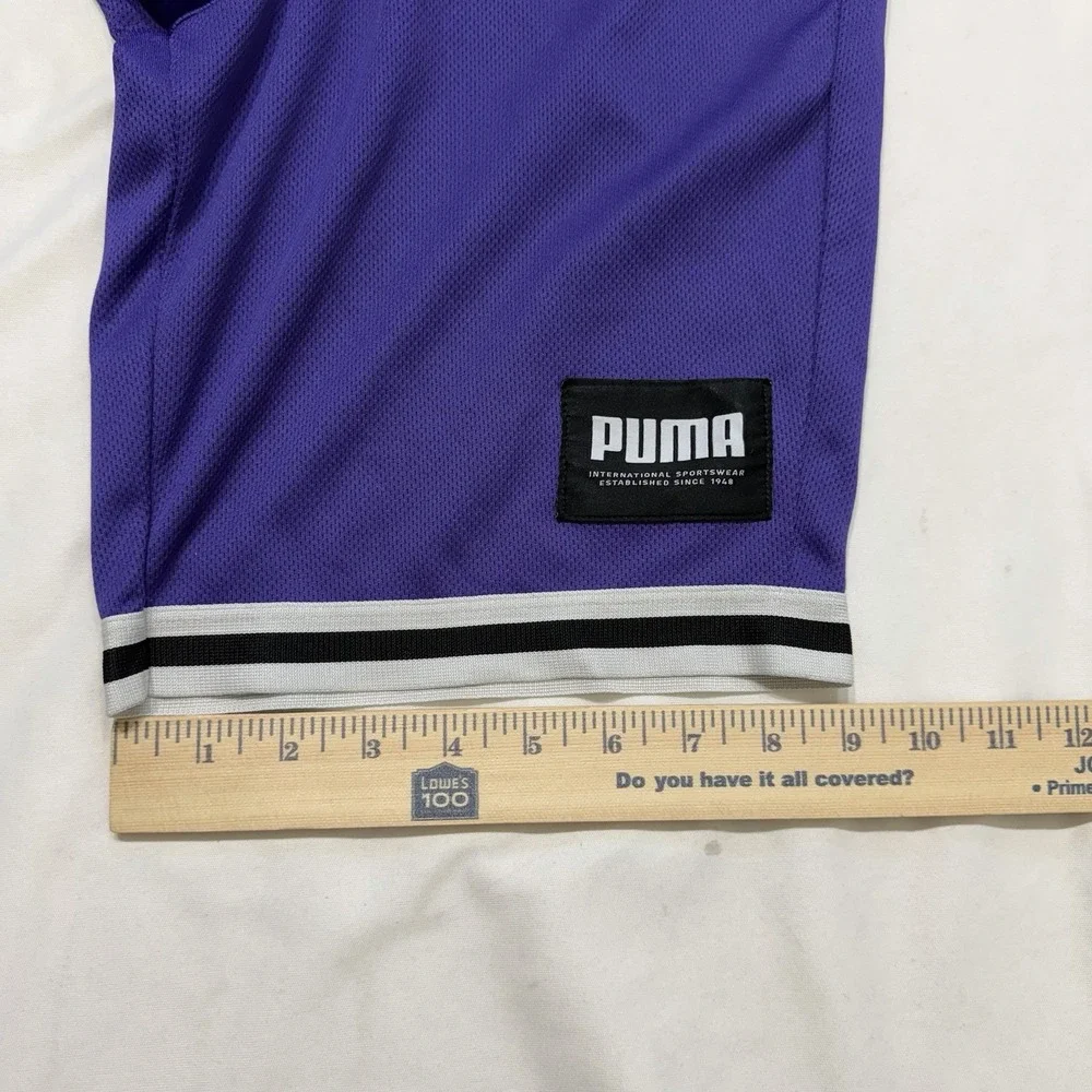 PUMA Men's Small Purple Mesh‎ Basketball Shorts Elastic Waist Logo